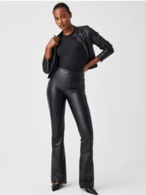 SPANX | Black Leather-Like Flare Pant | Size Medium Tall - NEW